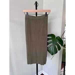 House of Harlow 1960 Green Ribbed Stretch Midi Skirt